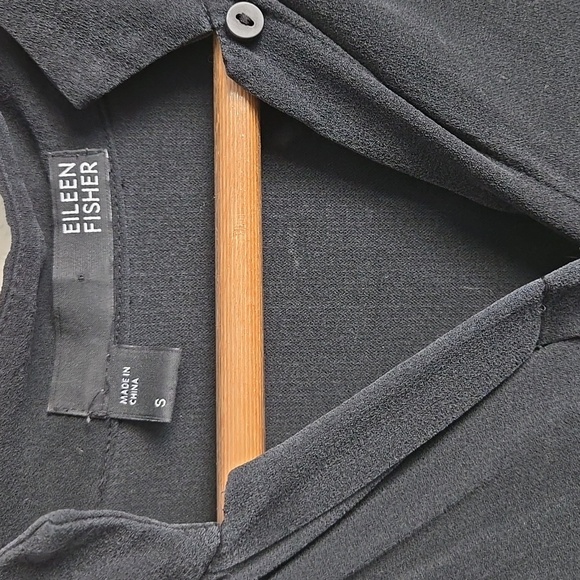 Eileen Fisher black button down sleeveless Dress With Side Slits 100% silk - Picture 2 of 9